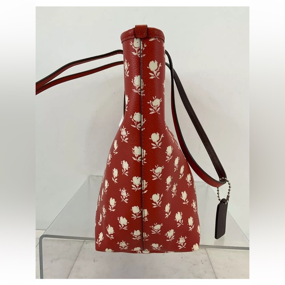 Coach Red & White Floral Tote Shoulder Bag - Picture 2 of 8